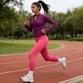 thumbnail image 7 of BODOAO Women's Workout Set, Long Sleeve Full Zip Jacket and High Waisted Leggings, Two Piece Athletic Tracksuit, Slim Fit Activewear for Yoga Gym Purple M, 7 of 7