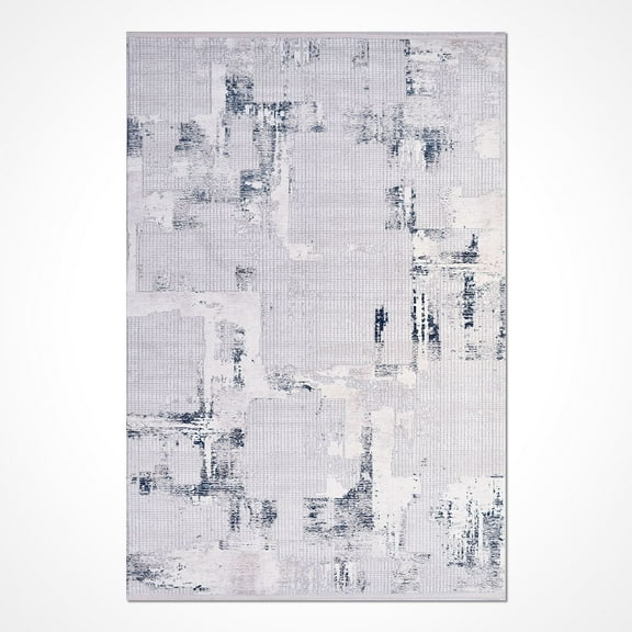 Everlee Grey Abstract Polyester Area Rugs for Living Room Jacquard Textured Modern Rugs Soft Geometric Rug for Bedroom Mid Century Washable Rug Non-Slip Bohemian Perfect for Dining Room Office