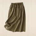 thumbnail image 2 of hotojiny Women's Cotton Linen Skirt Summer Elastic High Waist Boho Midi Skirt Breathable Flowy Beach Travel Skirts with Pockets, 2 of 3