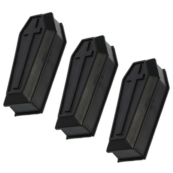 FESTFENDS 3Pcs Miniature  Decor Coffin Box Models Black Plastic 5.50X2.80X2.00Cm For  Party Adornments