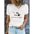 thumbnail image 1 of Camisetas para mujer Verano manga corta Tops para DeportesCreative English Sleeping Panda Pattern Printed Women'S Fashionable Round Neck Short Sleeve, Simple Casual Sports T-Shirt, Comfortable Summe, 1 of 6