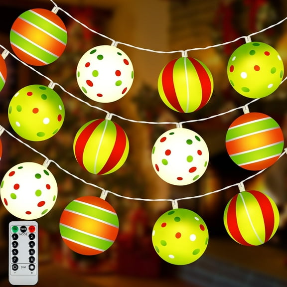 10Ft 20LED Christmas String Lights, Battery Operated Christmas Light with Timer & 8 Modes Waterproof Red Green White Ball Lights for Home Xmas Tree Wreath Indoor Outdoor Decor