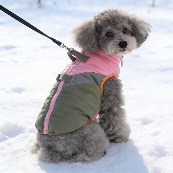 Small Dog Coat,Dog Jackets for Small Dogs,Warm Winter Jacket, Puppy Coat with Harness Built in,Waterproof Dogs Jacket,Puppy Cold Weather Coats,Winter Clothes Snowsuit,Pink,S