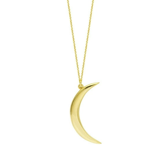14k Yellow Gold Half Moon Pendant Adjustable Necklace - 3.0 Grams - 18 Inch