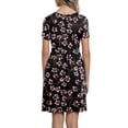 thumbnail image 5 of DYMADE Women Short Sleeve Holiday Print A-line Elegant Dress, 5 of 5