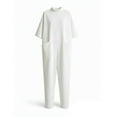 thumbnail image 5 of Dazajoo Mock Neck Jumpsuit for Women Dressy Half Sleeve Straight Wide Leg Long Rompers with Pockets Lightweoght Solid Overalls,White,S, 5 of 5