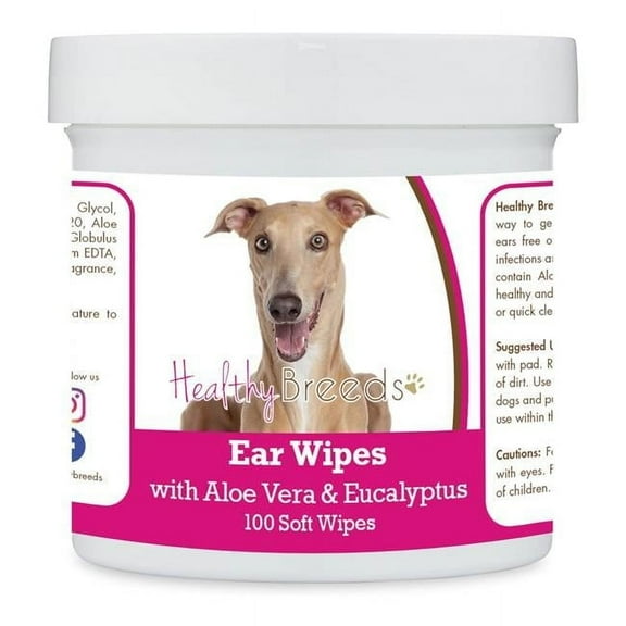 Healthy Breeds 192959823882 Italian Greyhound Ear Cleaning Wipes with Aloe & Eucalyptus for Dogs - 100 Count