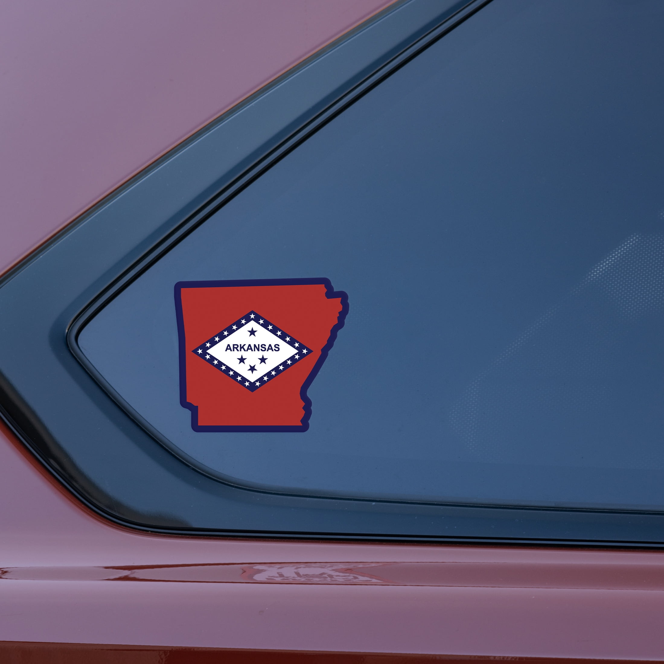 (2 pack) Auto Drive Arkansas State Vinyl Automotive Decal, Multicolor, 4.25” x 4”