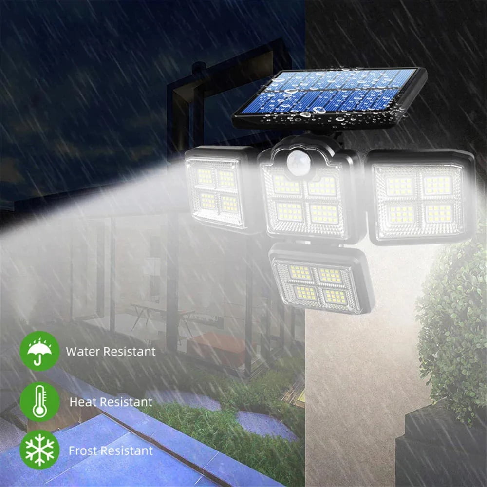 2-Pack Solar Flood Lights for Outside 198LED Motion Activated Security Lights, Separate Solar Panel, 3 Adjustable Head 360°° Wide Lighting Angle, IP65 Waterproof Wall Lamp for Porch Yard Garage