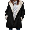 thumbnail image 1 of Plus Size Women's Coat Fleece Hooded Cardigan Casual Long Sleeve Warming Outwear for Autumn Winter, 1 of 5
