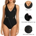 thumbnail image 5 of Charmo Crochet One Piece Swimsuits for Women Sexy V Neck Bathing Suit Hollow Monikini, 5 of 7
