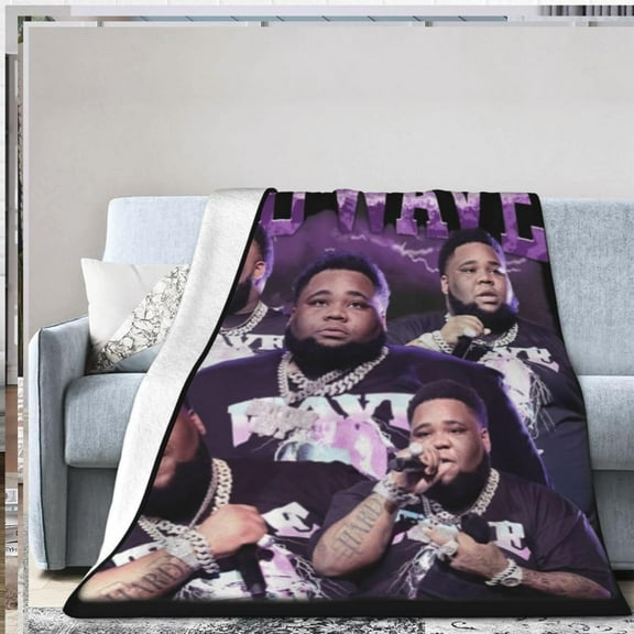 Rods Blanket Rapper Flannel Fleece Waves Blanket Ultra Soft Lightweight Throw Blanket for Bed Couch Living Room Black 40"x30"