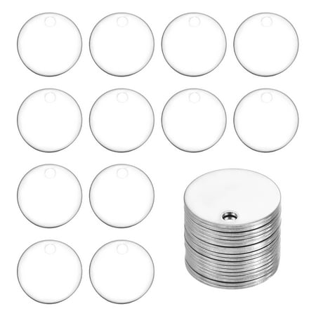 Uxcell 20Pcs Stainless Steel Blank Stamping Tag Engraved Stainless Steel Round Charm Pendant with Holes 23mm/0.91  Silver Jewelry Making Earring