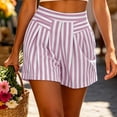 thumbnail image 5 of jjayotai Womens Shorts Elastic Waist Striped Shorts Pleated Wide Leg Beach Shorts Casual Summer Shorts with Pockets, 5 of 6