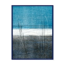 Designart 'Grey Meet Teal Abstract Art' Modern Framed Canvas Wall Art Print