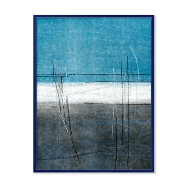 Designart 'Grey Meet Teal Abstract Art' Modern Framed Canvas Wall Art Print