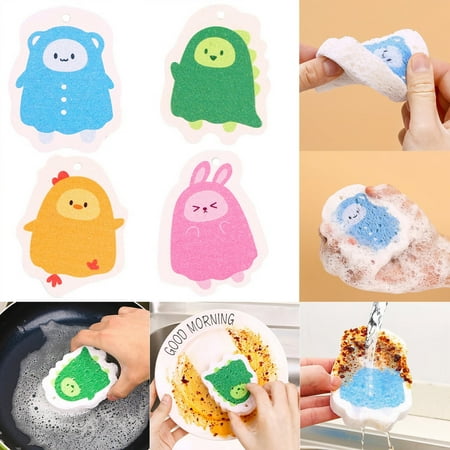

〖Roliyen〗Cartoon Printing Compressed Wood Pulp Sponge Wipe Decontamination Cleaning Brush