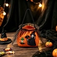 thumbnail image 6 of Halloween Kids Trick Or Treat Candy Bag, Witch Pumpkin Embroidery Non‑Woven Handbag With Handle, Reusable Goodie Gift Pouch For Halloween Party, Orange, 6 of 9