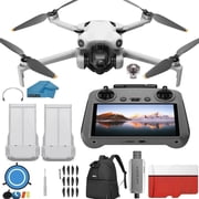DJI Mini 4 Pro Drone with RC 2 Controller (With Screen) Folding Drone with 4K Video, Under 249g, Vision Sensing 2 Batteries Bundle with 128GB Memory Card, + Pilot Kit
