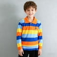 thumbnail image 5 of SGFCWSX Boys Long Sleeve Polo Shirt, Kids Collared Top Striped Casual School Daily Tees Orange Size 3-4Years, 5 of 7