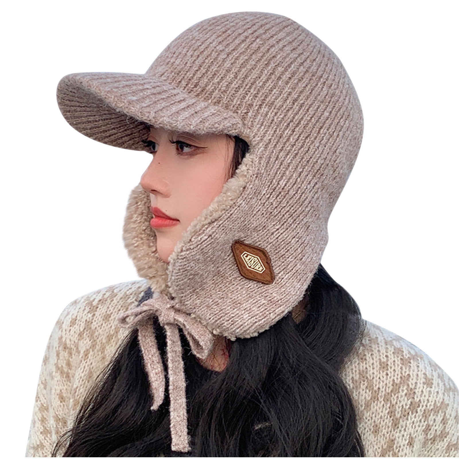 WITHMOONS Winter Fuzzy Pom Fleece Y2K Newsboy Hat Suede Brim Baker