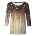 thumbnail image 4 of 2025 Women Trendy 3/4 Sleeve Tops Summer Floral Print T-Shirts Casual Crewneck Tunic Top Basic Tees, 4 of 5