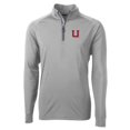 thumbnail image 2 of Men's Cutter & Buck Gray Utah Utes Adapt Eco Knit Stretch Recycled Quarter-Zip Pullover Top, 2 of 3