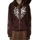 thumbnail image 2 of Chaqueta de calle para mujer Sunloudy, abrigo de sudadera con capucha y cremallera con estampado de patrón de telaraña de estilo gótico de gran tamaño de manga larga Sunloudy S M L, 2 of 8