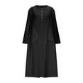 thumbnail image 5 of Drses‌‌ ‌‌‌‌‌‌‌‌‌‌‌‌‌‌‌‌‌‌‌‌‌‌‌‌‌‌‌‌‌‌Women's Plus Size Cotton Linen Dress - Long Sleeve Button Up Round Neck Casual with Pockets, 5 of 7