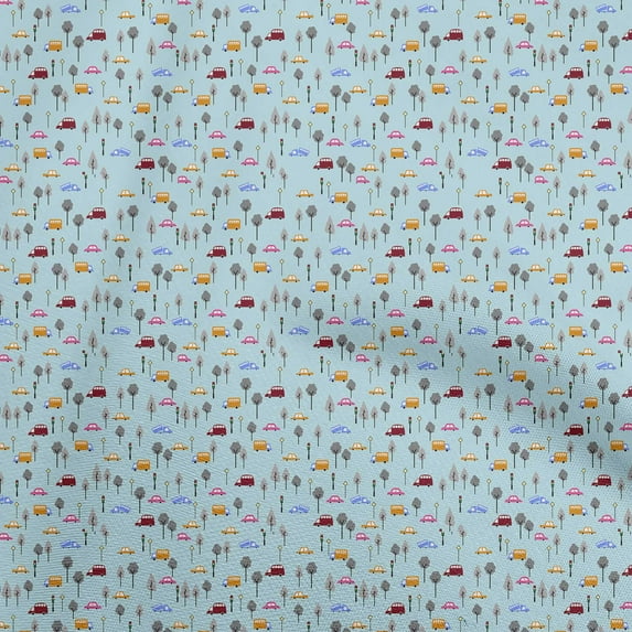 oneOone Cotton Poplin Sky Blue Fabric Transport Diy Clothing Quilting Fabric Print Fabric By Yard 56 Inch Wide