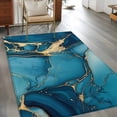 thumbnail image 2 of 3'x5' Area Rugs, Teal Marble Indoor Outdoor Area Rug for Living Room Bedroom, Modern Abstract Yellow Ink Painting Washable Bathroom Rugs Kitchen Floor Carpet Mats Home Decor Aesthetic, 2 of 8