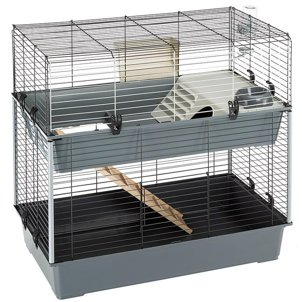 Verstikkend leven Fotoelektrisch Ferplast 100 Double Rabbit Cage | Rabbit Cage Includes ALL Accessories &  Measures 39L x 20.3W x 36.2H Inches, Gray & Black - Walmart.com