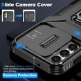 thumbnail image 4 of Heavy Duty Case for Samsung Galaxy A15, Military Grade Dual Layer Hybrid Rubber Bumper with Sliding Camera Cover, Built-in 360 Degree Swivel Stand Car Magnetic for Galaxy A15 - Black, 4 of 8