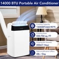 thumbnail image 3 of Ultra-Quiet 14,000 BTU 3-in-1 Portable Air Conditioner – Cooling, Dehumidifier & Fan for Rooms up to 750 Sq.Ft – Energy Efficient AC with Remote, 24H Timer, Easy Window Kit – White Top Cover, 3 of 7
