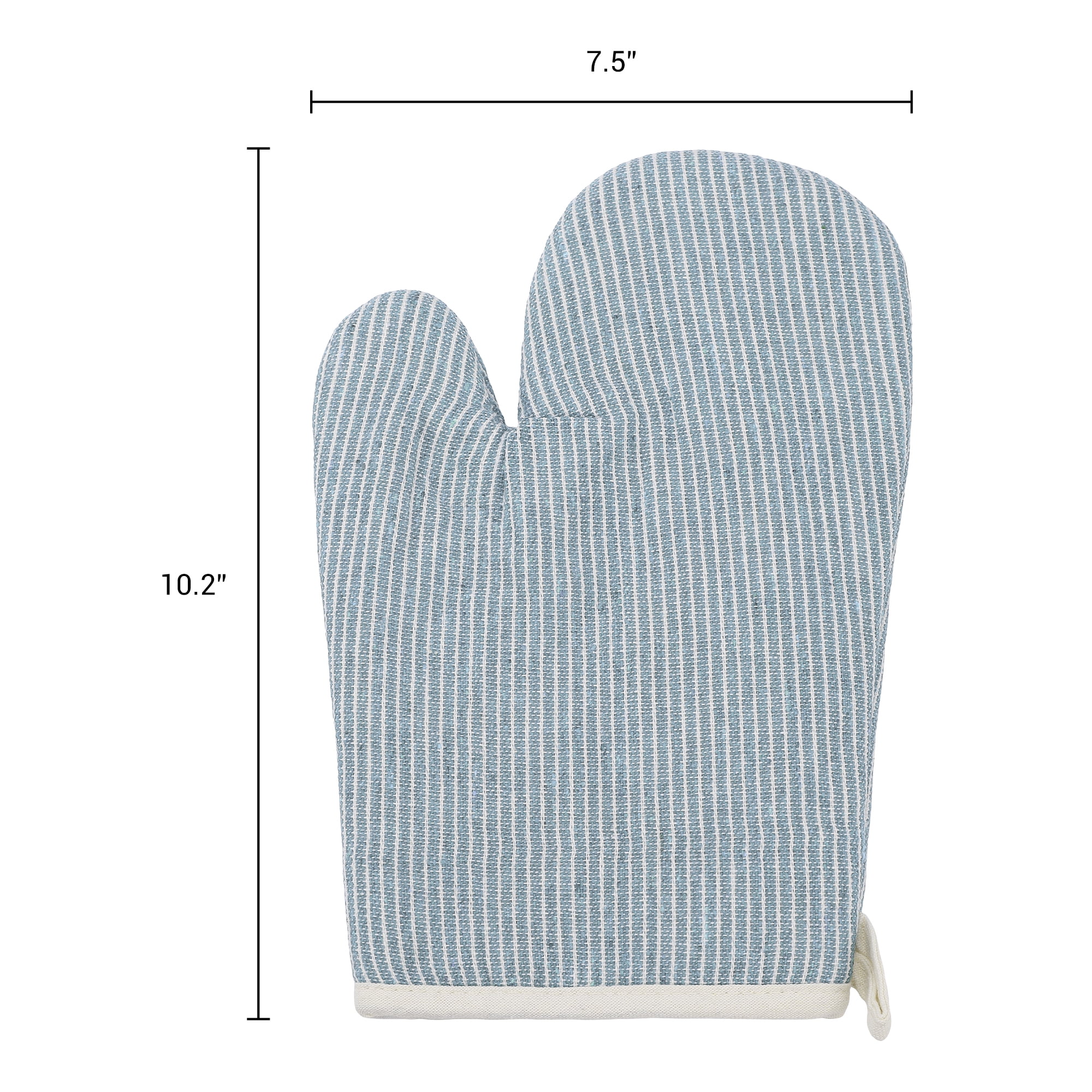 Unique Bargains Heat-Resistant Cooking Gloves Thick Cotton Lining Light Blue 10.2x7.5inch