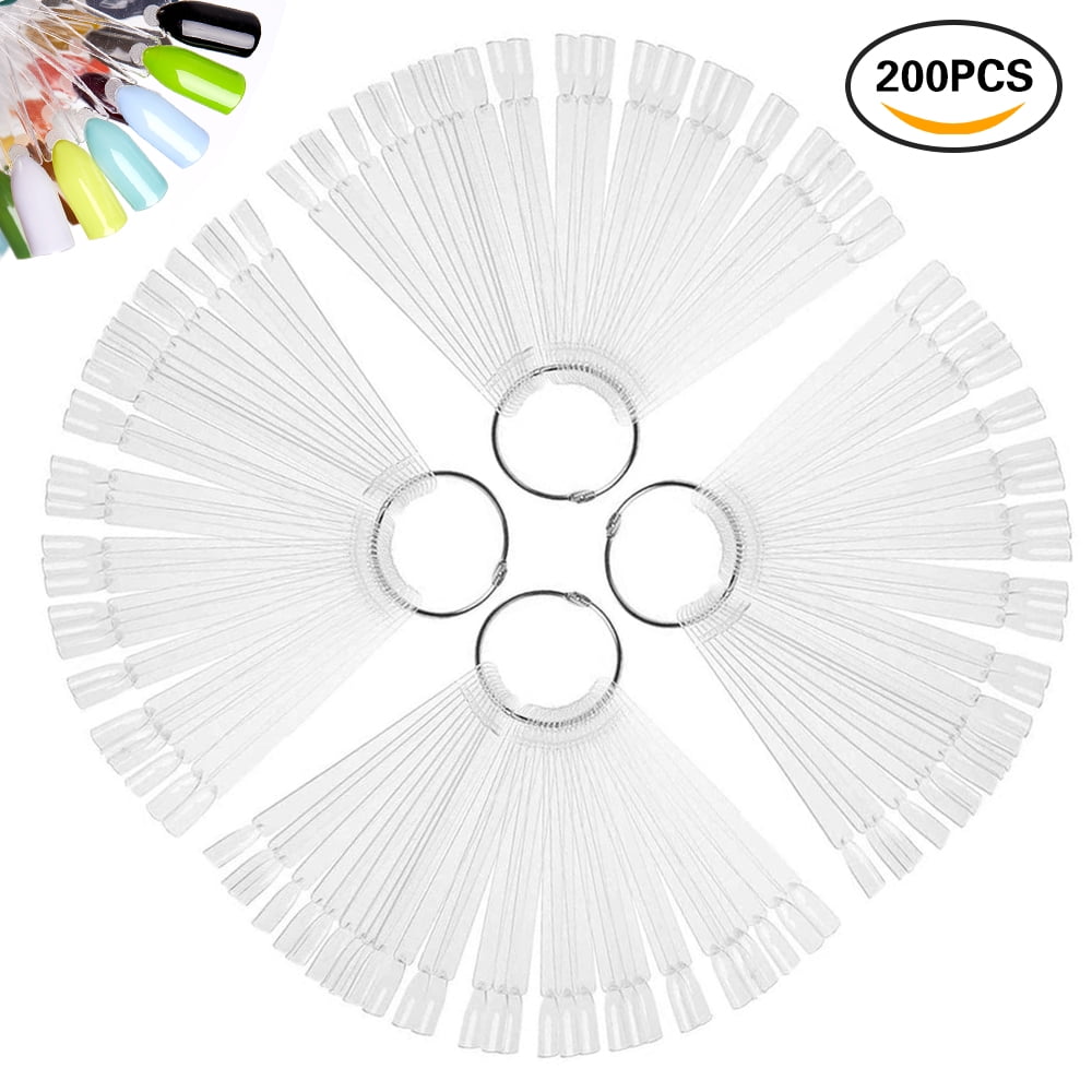 200Pcs Nail Samples Acrylic Nails Clear Nail Swatch Sticks with Ring ...