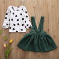 thumbnail image 6 of Toddler Kid Baby Girl Clothes Sets Long Sleeve Polka Dot Tops+Strap Bib Dress Fall Outfit Set 2pcs, 6 of 8