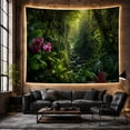 thumbnail image 6 of Tropical Rainforest Stream with Orchids and Ferns, Serene Watercolor Nature Art for Forest Lovers, Verdant Wall Decor, Housewarming Gift Tapestry Wall Hanging for Bedroom and Living Room, 6 of 7