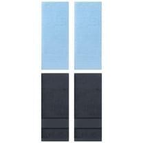 Unique Bargains 4 Pcs Striped Quick Drying Non-Linting Hand Towel Blue/Dark Grey