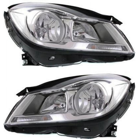 Garage-Pro Driver and Passenger Side Headlight for Mercedes Benz C250 2012-2014 Also Fits C300 Halogen With bulb(s) Sedan Replaces# 2048205459 2048205359