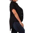 thumbnail image 4 of eVogues Women's Short Sleeve Button Down Blouse Black, 4 of 6