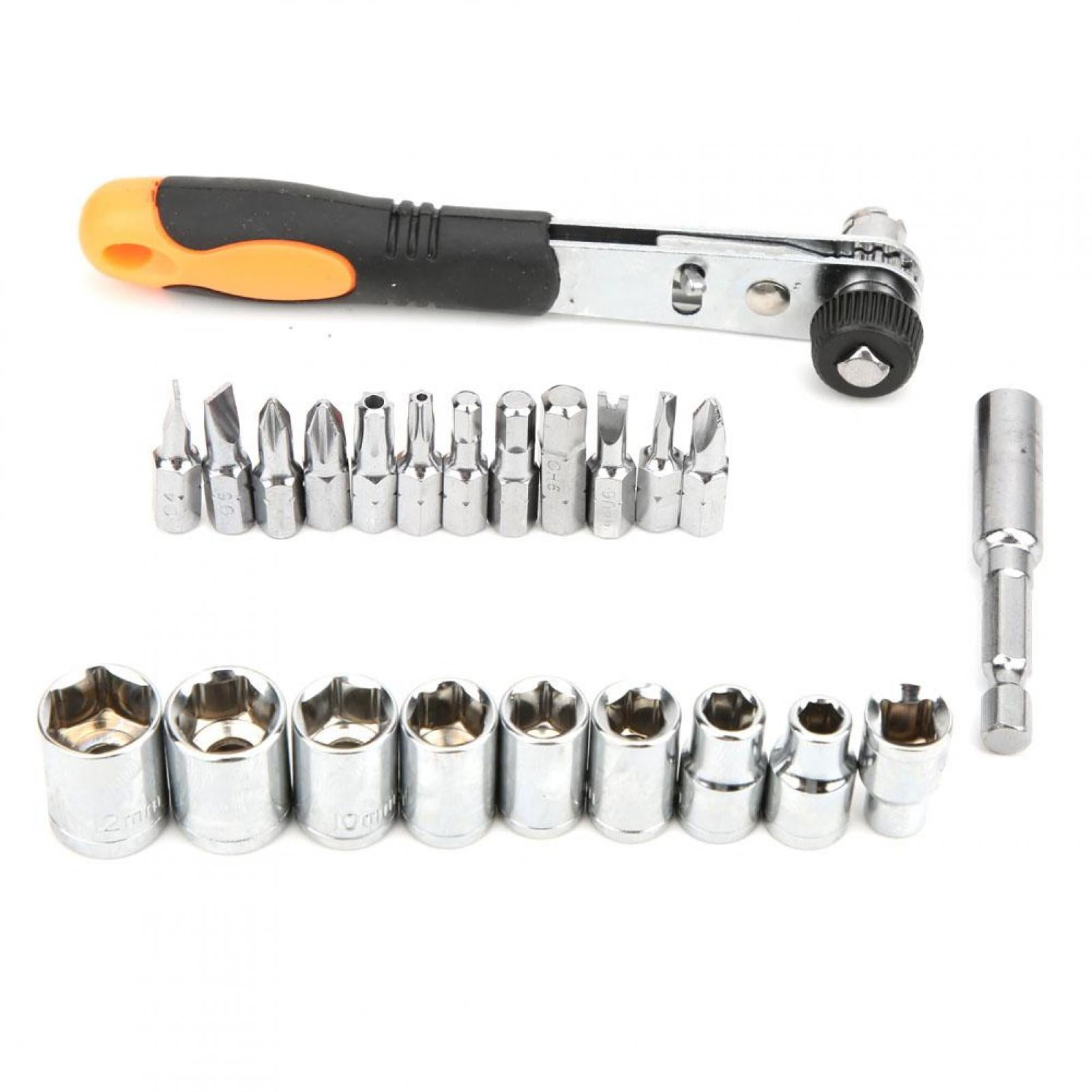 Socket 24Pcs Ratchet Screwdriver Set Steel Wrench Sockets Hand Tool For Family Garage