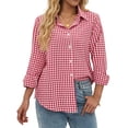 thumbnail image 3 of Fantaslook Plaid Button Down Shirts for Women Dressy Casual Long Sleeve Shirts Collared Work Blouses Tops, 3 of 11