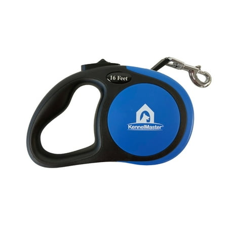 UPC: 0801758250057 | KennelMaster Retractable Dog Leash  Blue  Medium  16 feet