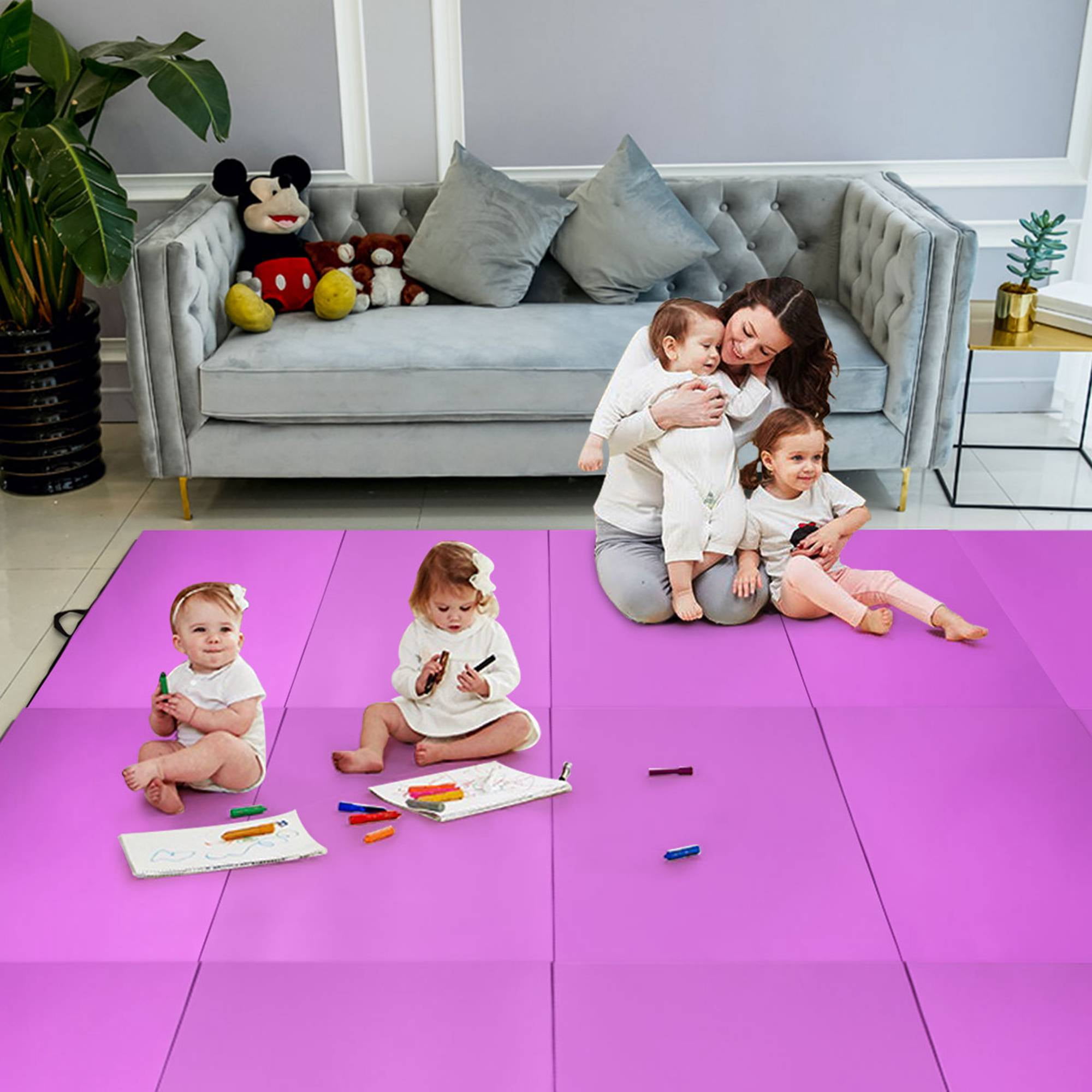 Costway 8 x 4 x 2 Folding Gymnastics Tumbling Gym Mat Stretching Purple