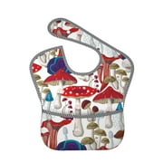 Bingfone Mess-Proof Baby Bib - Waterproof Bib For Baby Boy Or Girl With Food Catcher Pocket, Unisex-Colorful Mushrooms (2)