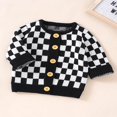thumbnail image 3 of Infant Baby Boy Girl Autumn Winter Sweater Checkerboard Pattern Long Sleeve Round Neck Pullover Button-Down Knitwear Cardigan, 3 of 7