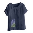 thumbnail image 3 of Túnica de Manga Corta Tops para las Mujeres Océano Pescado Impreso Blusa, Ropa Casual Ver Botón Arriba Camiseta, 3 of 4