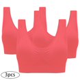 thumbnail image 1 of ylioge Womens Plus Size Sports Bras 3 Pack Breathable Wire-Free Push-Up Full-Coverage Padded Bralettes Underwear Ladies Basic Solid Support Running Bra, 1 of 4