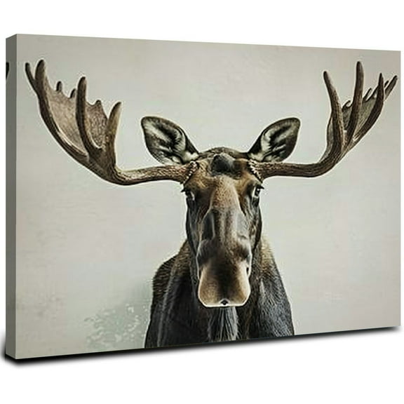 ONETECH Moose Canvas Wall Art Rustic Cabin Decor Wildlife Pictures Print Elk Deer with Big Horn Country Paintings for Living Room Bedroom Lodge Home Decoration 20x16inch